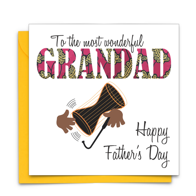 Black Fathers Day Card with Diverse African Print Fabric