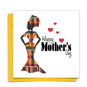 Black Mother's Day Card with African Print Fabric