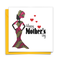 Black Mother's Day Card with African Print Fabric