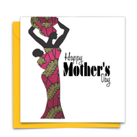 Black Mother's Day Card with African Print Fabric