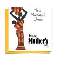 Black Mother's Day Card with African Print Fabric