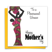 Black Mother's Day Card with African Print Fabric