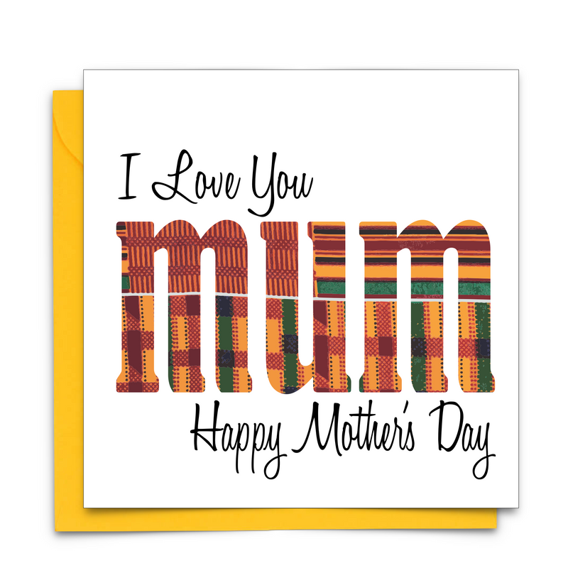 Black Mother's Day Card with African Print Fabric