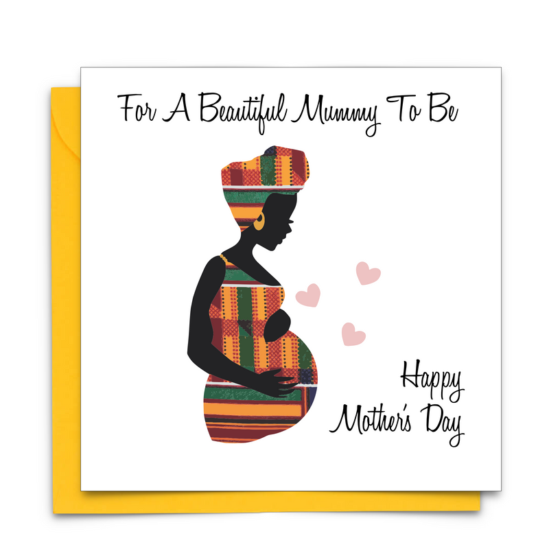 Black Mother's Day Card with African Print Fabric