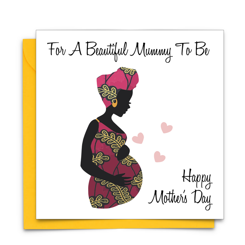 Black Mother's Day Card with African Print Fabric