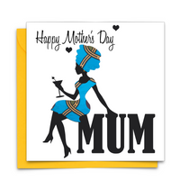 Black Mother's Day Card with African Print Fabric