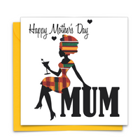 Black Mother's Day Card with African Print Fabric