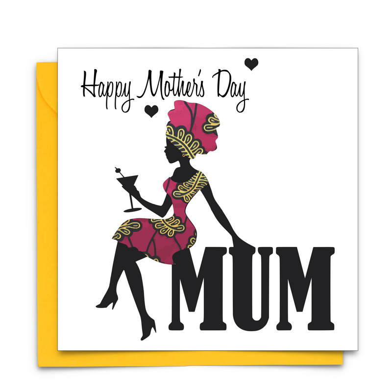 Black Mother's Day Card with African Print Fabric