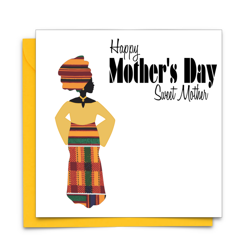 Black Mother's Day Card with African Print Fabric