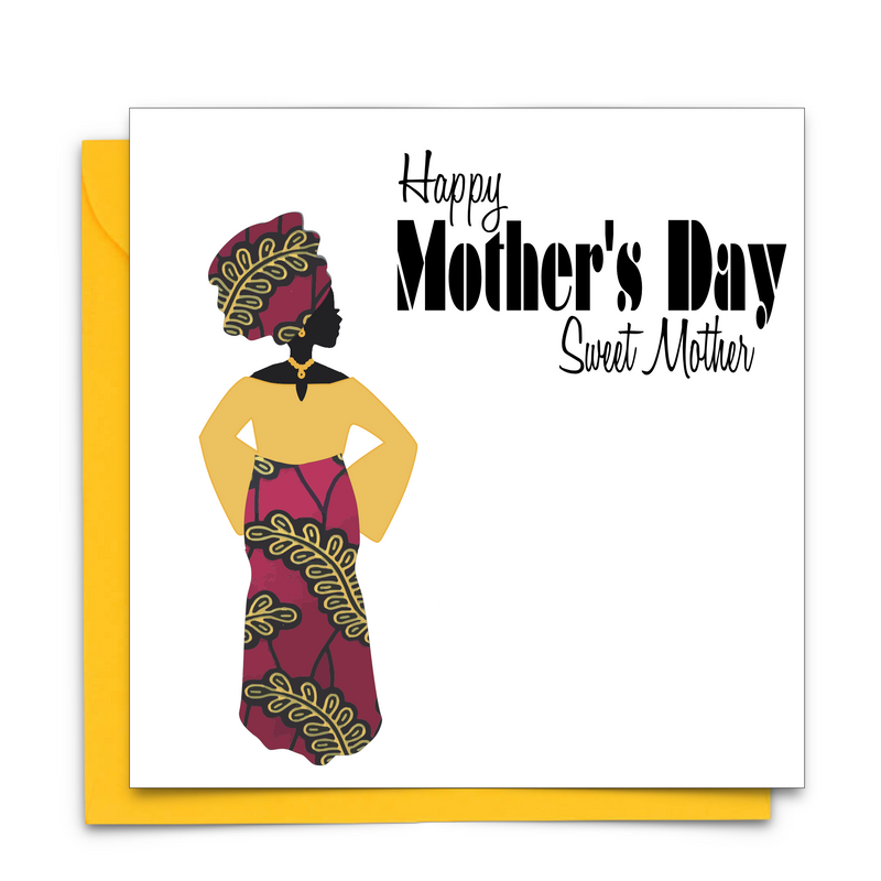 Black Mother's Day Card with African Print Fabric