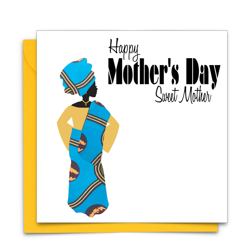 Black Mother's Day Card with African Print Fabric