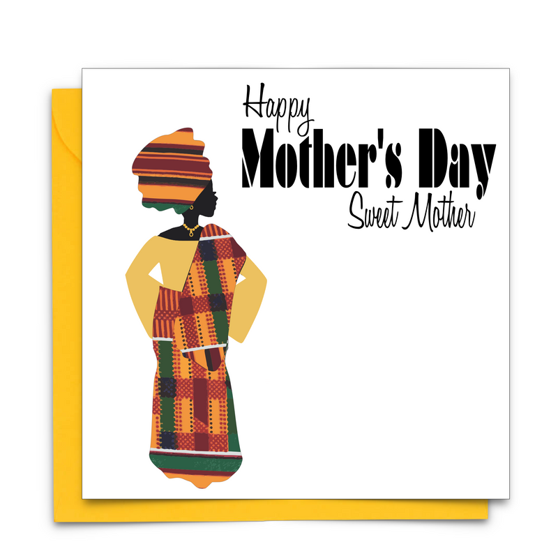 Black Mother's Day Card with African Print Fabric