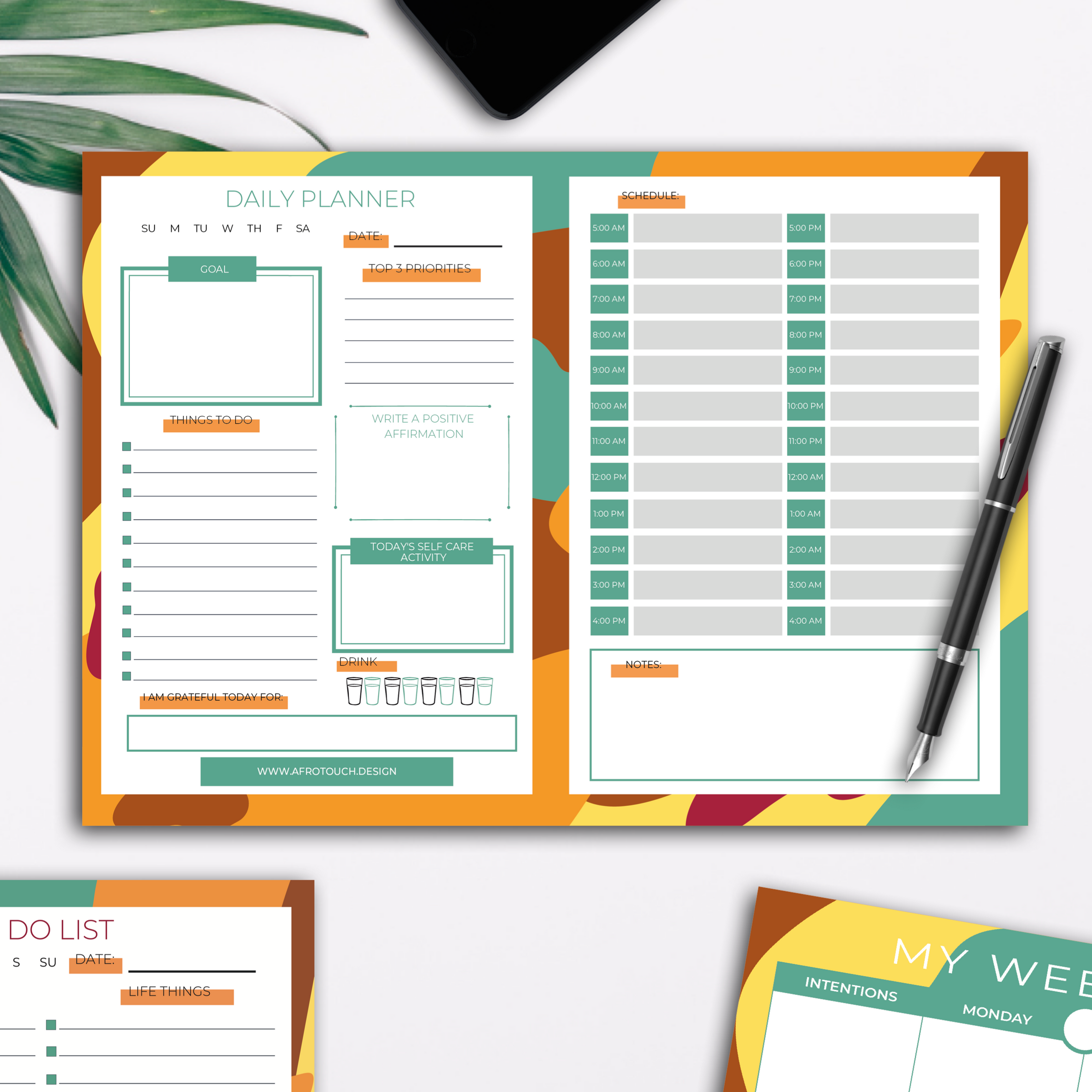Safari Stationery Collection | Daily Planner | Weekly Planner | To Do list | AfroTouch Design