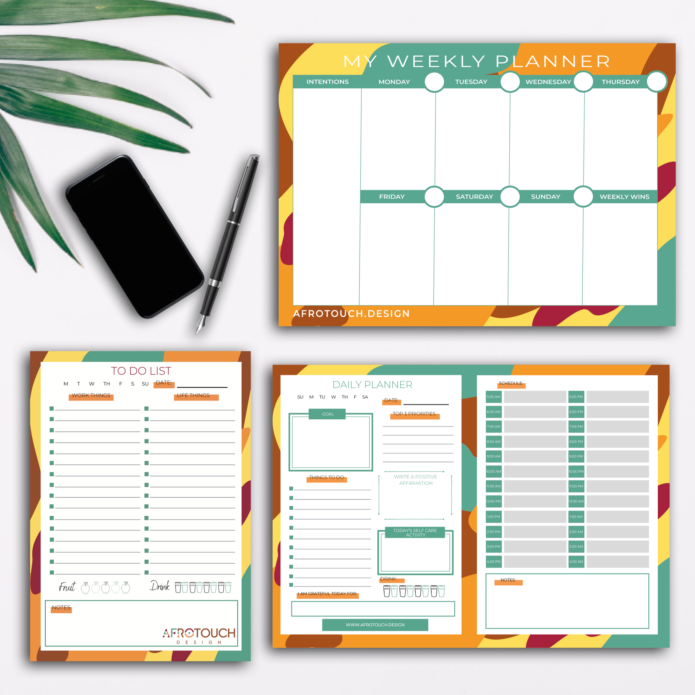 Safari Stationery Collection | Daily Planner | Weekly Planner | To Do list | AfroTouch Design